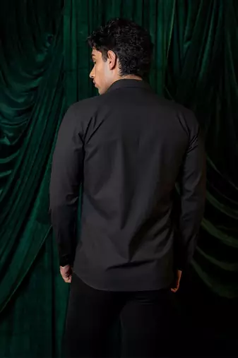 Black embroidered lycra strech shirt