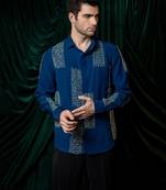 Blue embroidered armani shirt