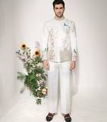 Ivory embroidered armani bandhgala jacket set