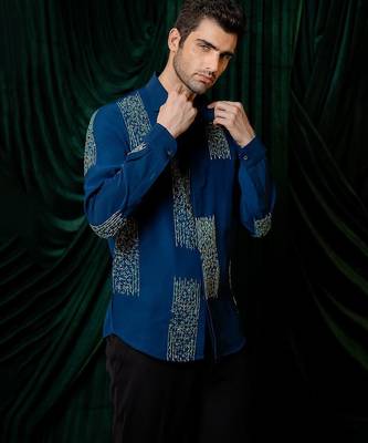 Blue embroidered armani shirt 3