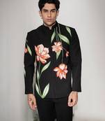 Black handmade armani bandhgala jacket set