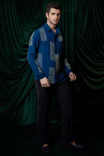 Blue embroidered armani shirt