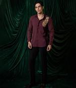 Red embroidered armani shirt