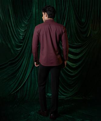 Red embroidered armani shirt 2