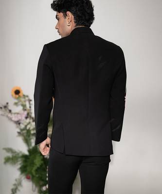 Black handmade armani bandhgala jacket set 4