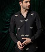 Black embroidered lycra strech shirt