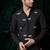 Black embroidered lycra strech shirt