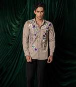 Red embroidered lycra strech shirt