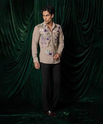 Red embroidered lycra strech shirt 2
