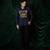 Blue embroidered lycra strech shirt
