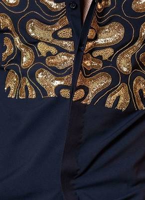 Blue embroidered lycra strech shirt 5