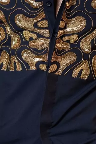 Blue embroidered lycra strech shirt