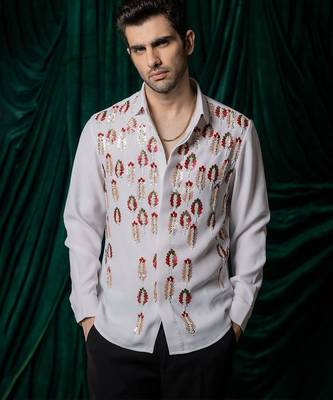White embroidered armani shirt 1