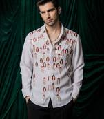 White embroidered armani shirt