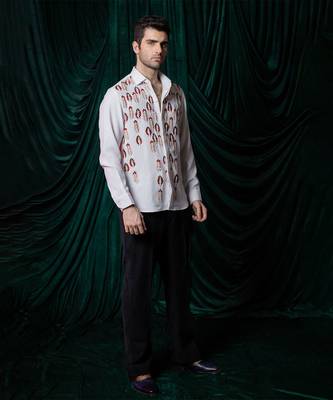 White embroidered armani shirt 4
