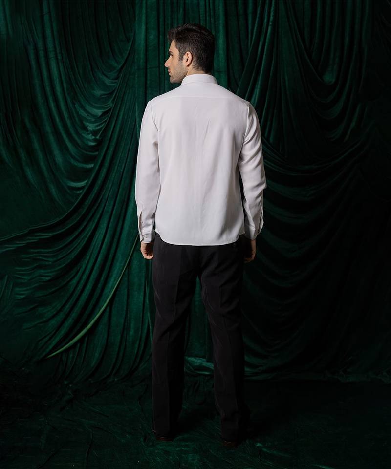 White embroidered armani shirt