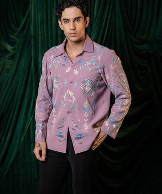 White embroidered giza cotton shirt 1