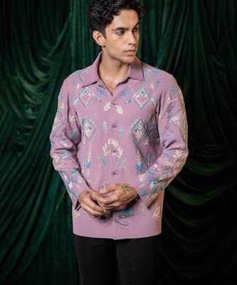 White embroidered giza cotton shirt 4