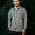 Olive green embroidered lycra strech shirt
