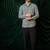 Olive green embroidered lycra strech shirt