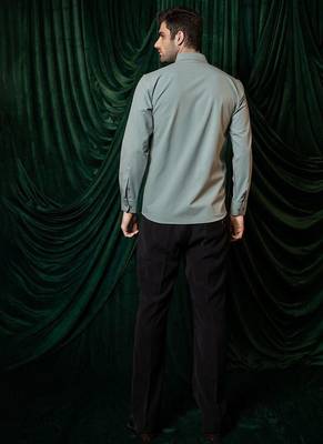 Olive green embroidered lycra strech shirt 4