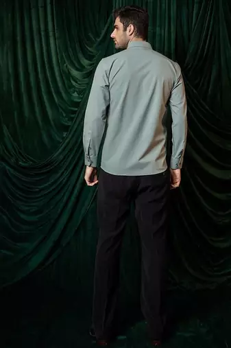 Olive green embroidered lycra strech shirt