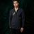 Navy blue embroidered lycra strech shirt