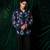 Blue embroidered lycra strech shirt