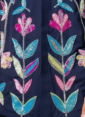 Blue embroidered lycra strech shirt 2