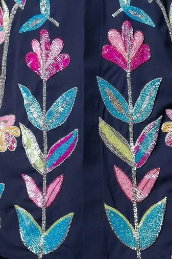 Blue embroidered lycra strech shirt