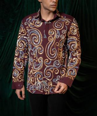 Red embroidered lycra strech shirt 2