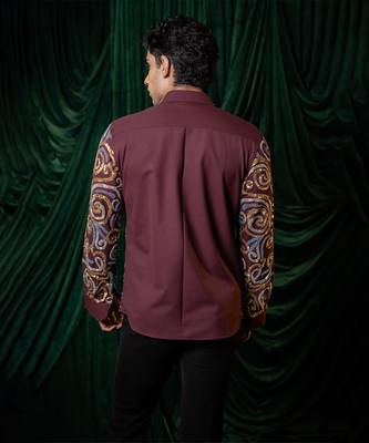 Red embroidered lycra strech shirt 4