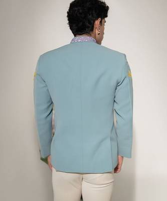 Blue embroidered armani bandhgala and pant 4
