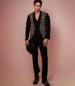 Black embroidered armani shacket
