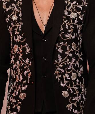 Black embroidered armani shacket 2