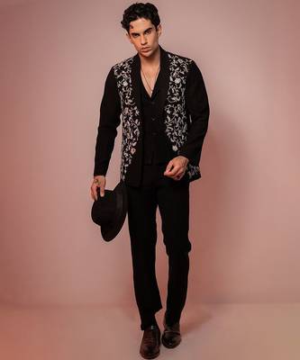 Black embroidered armani shacket 3