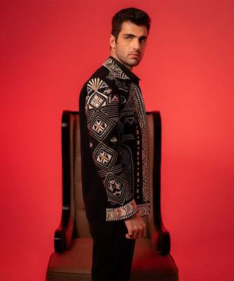 Blue embroidered lycra strech shacket 5