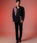 Blue embroidered armani shacket