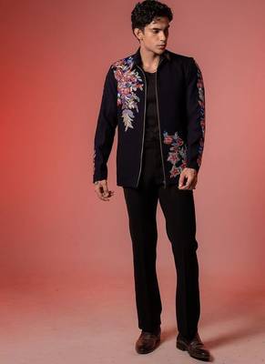 Blue embroidered armani shacket 2