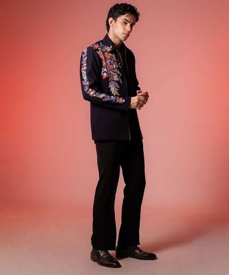 Blue embroidered armani shacket 3