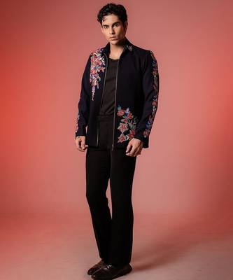 Blue embroidered armani shacket 4