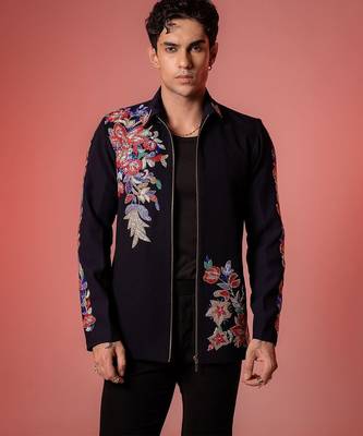 Blue embroidered armani shacket 5