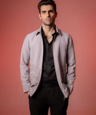 Grey embroidered armani shacket 1