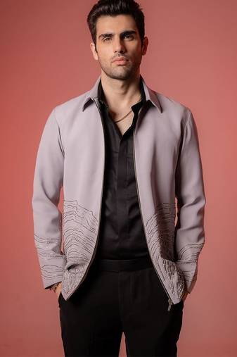 Grey embroidered armani shacket