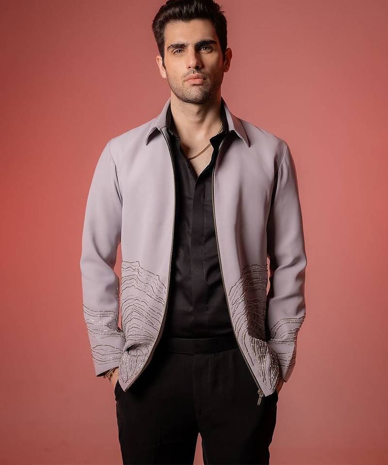 Grey embroidered armani shacket