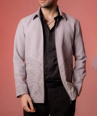 Grey embroidered armani shacket 2