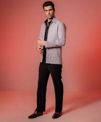 Grey embroidered armani shacket 4