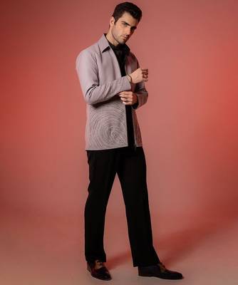 Grey embroidered armani shacket 5