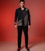 Blue embroidered armani shacket