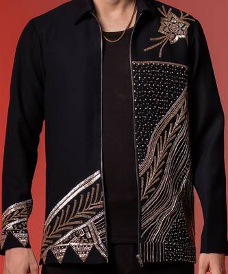 Blue embroidered armani shacket 2